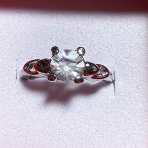 Rhinestone silver plated ring